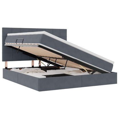 Letto con contenitore e LED Grigio scuro 180 x 200 cm Velluto