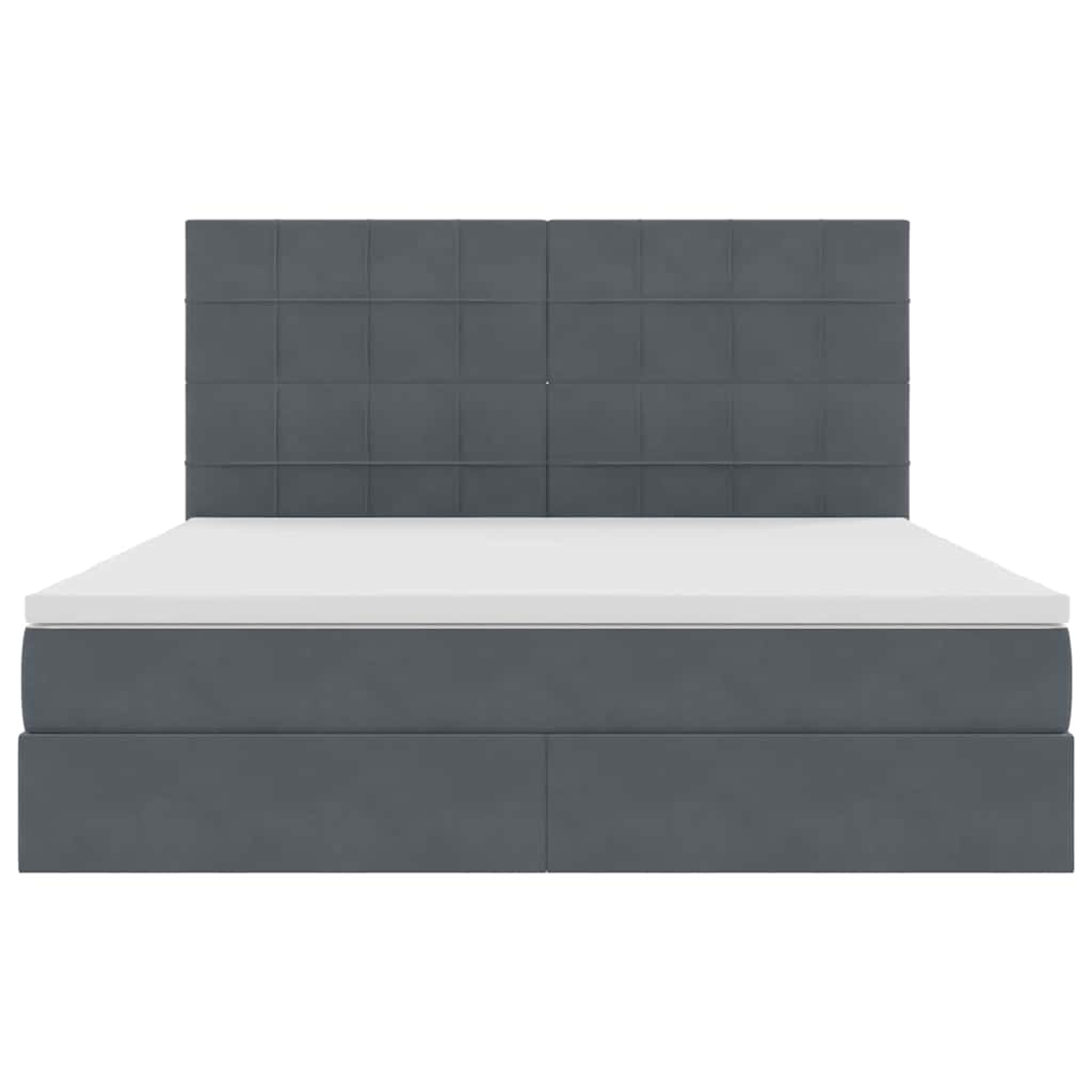 Letto con contenitore e LED Grigio scuro 180 x 200 cm Velluto
