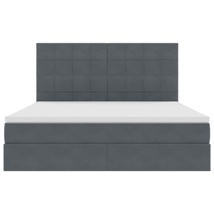 Letto con contenitore e LED Grigio scuro 180 x 200 cm Velluto
