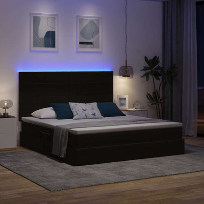 Letto con contenitore e LED Nero 180 x 200 cm Velluto