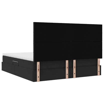 Letto con contenitore LED e materasso Nero 180 x 200 cm Velluto | homemem39