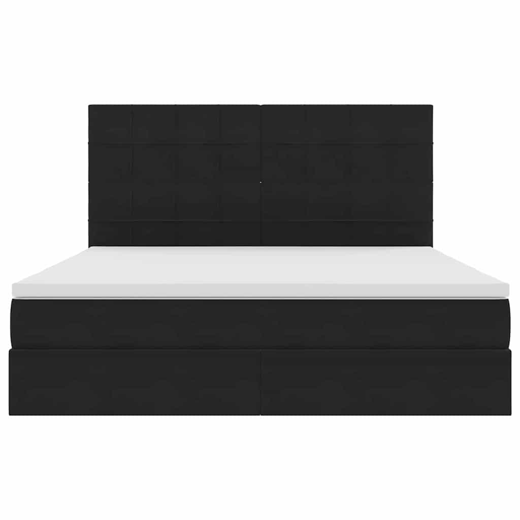 Letto con contenitore e LED Nero 180 x 200 cm Velluto
