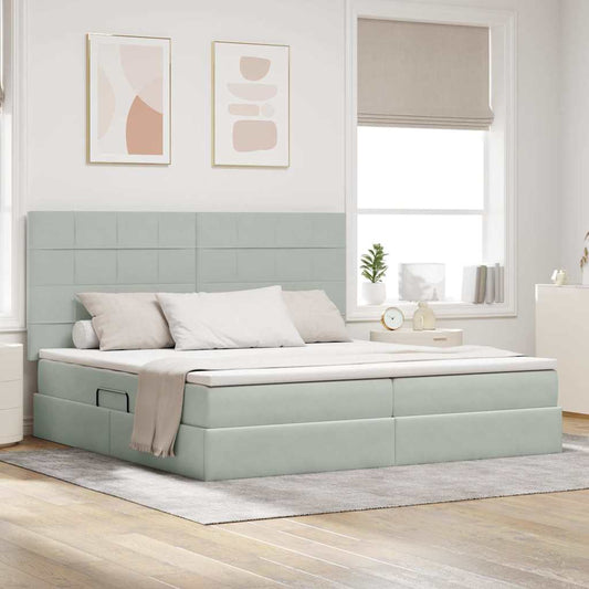 Letto con contenitore LED e materasso Grigio Chiaro | homemem39