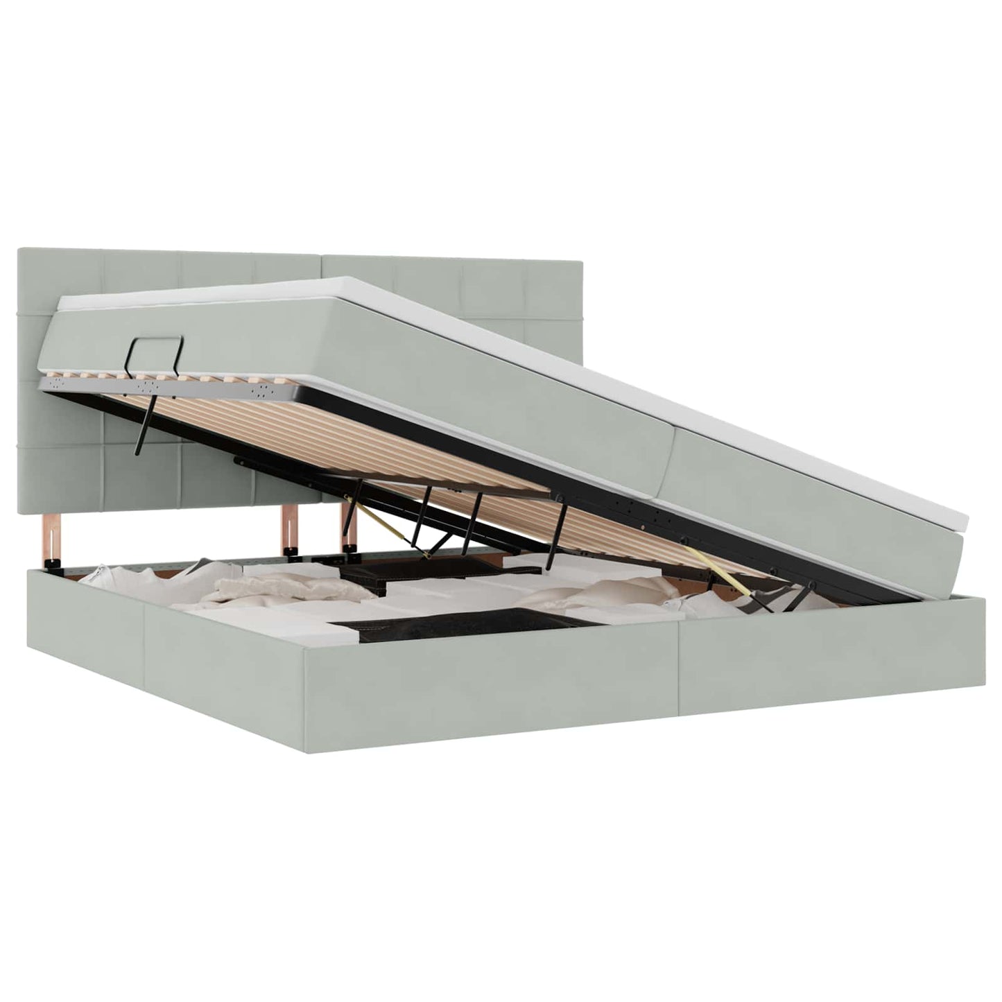 Letto con contenitore LED e materasso Grigio Chiaro | homemem39