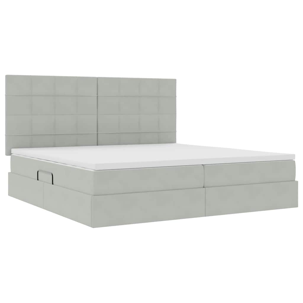 Letto con contenitore LED e materasso Grigio Chiaro | homemem39