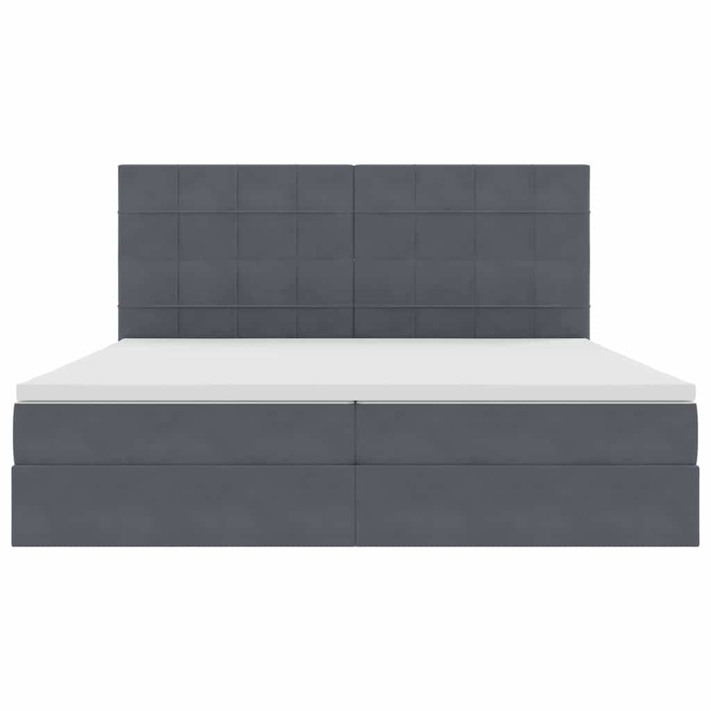 Letto con contenitore e LED Grigio scuro 200 x 200 cm Velluto