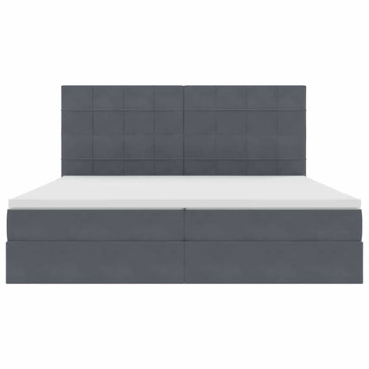 Letto con contenitore e LED Grigio scuro 200 x 200 cm Velluto