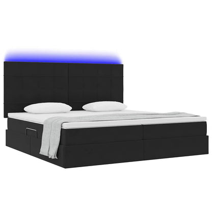 Letto con contenitore LED e materasso Nero 200 x 200 cm Velluto | homemem39