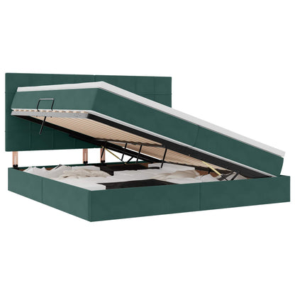 Letto con contenitore LED e materasso Verde Scuro 200 x 200 cm | homemem39