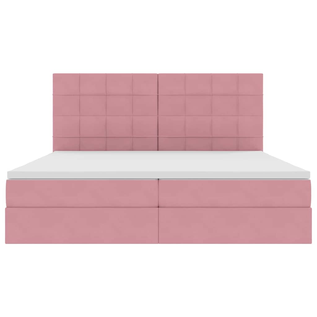 Letto con contenitore e LED Rosa 200 x 200 cm Velluto