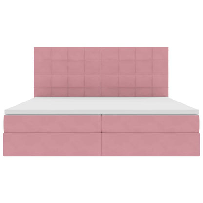 Letto con contenitore e LED Rosa 200 x 200 cm Velluto