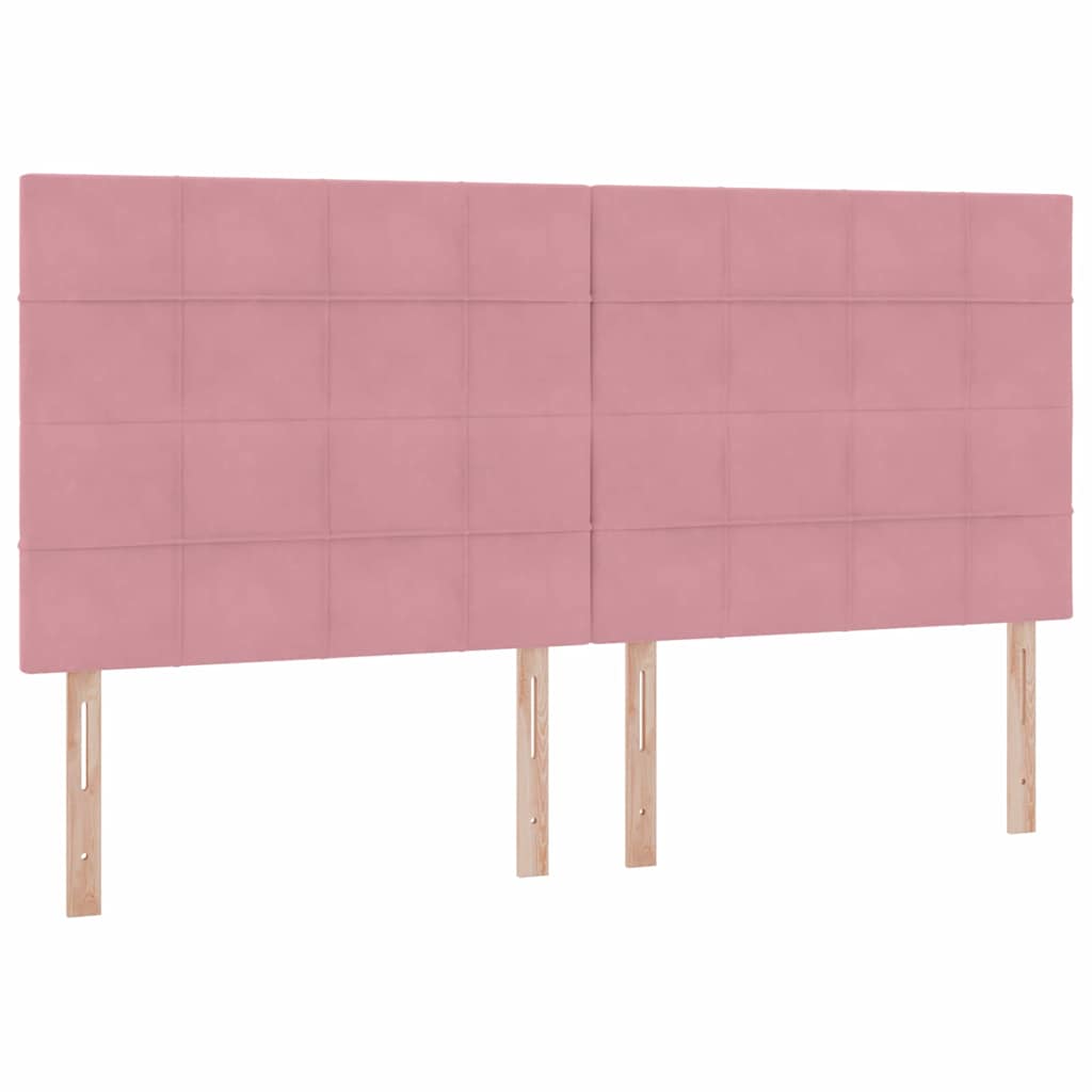 Letto con contenitore e LED Rosa 200 x 200 cm Velluto