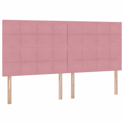 Letto con contenitore e LED Rosa 200 x 200 cm Velluto