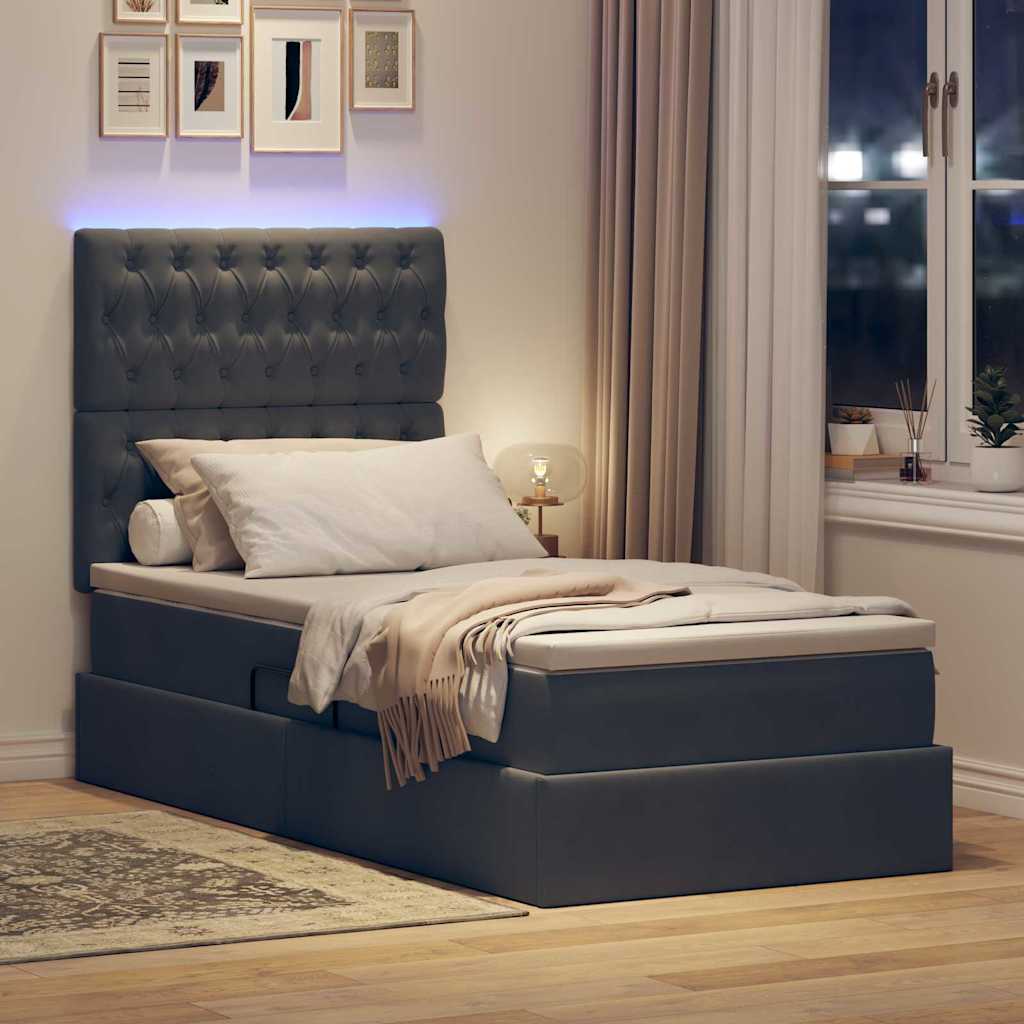 Letto con contenitore LED e materasso Grigio Scuro 90 x 190 cm | homemem39