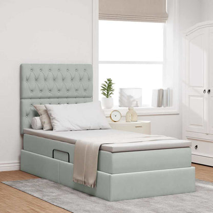 Letto con contenitore LED e materasso Grigio Chiaro 90 x 200 cm | homemem39