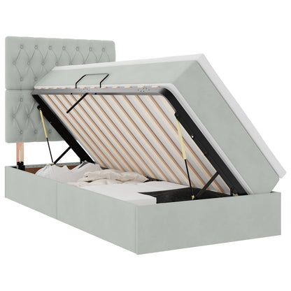 Letto con contenitore LED e materasso Grigio Chiaro 90 x 200 cm | homemem39