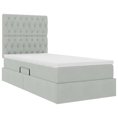 Letto con contenitore LED e materasso Grigio Chiaro 90 x 200 cm | homemem39