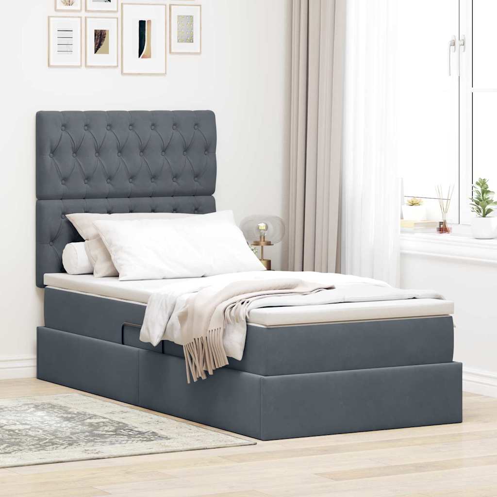 Letto con contenitore LED e materasso Grigio Scuro 90 x 200 cm | homemem39