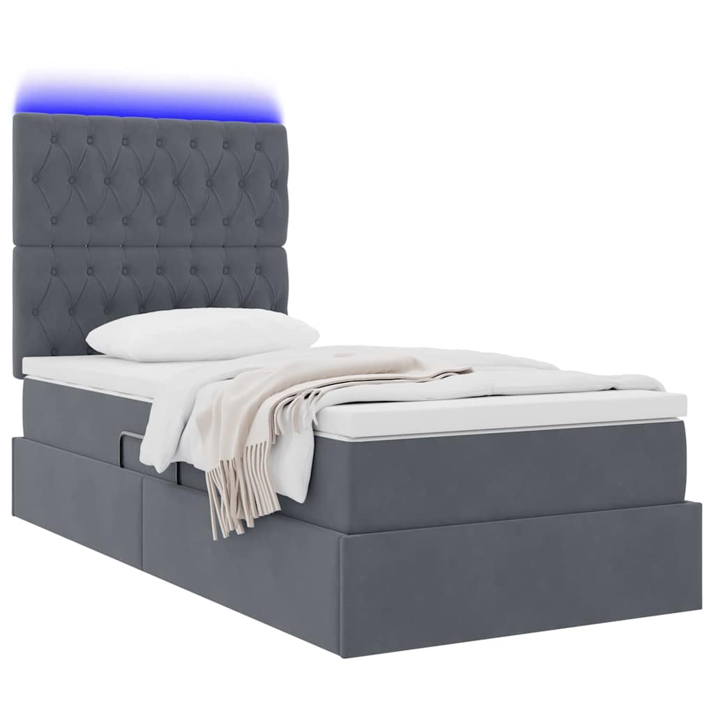 Letto con contenitore LED e materasso Grigio Scuro 90 x 200 cm | homemem39
