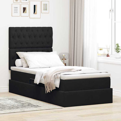 Letto con contenitore LED e materasso Nero 90 x 200 cm Velluto | homemem39