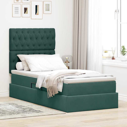 Letto con contenitore LED e materasso Verde Scuro 90 x 200 cm | homemem39