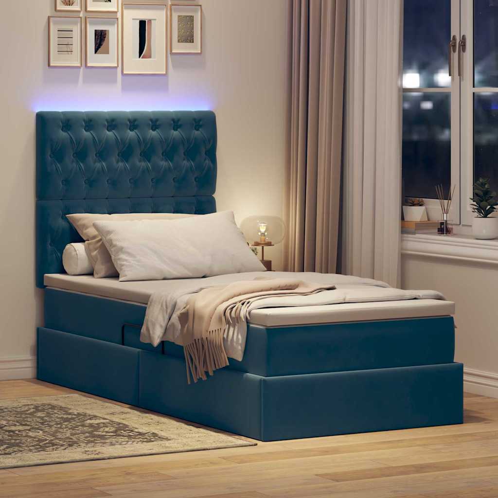 Letto con contenitore LED e materasso Blu Scuro 90 x 200 cm | homemem39