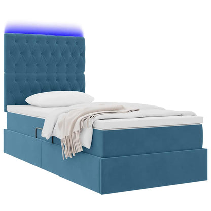Letto con contenitore LED e materasso Blu Scuro 90 x 200 cm | homemem39