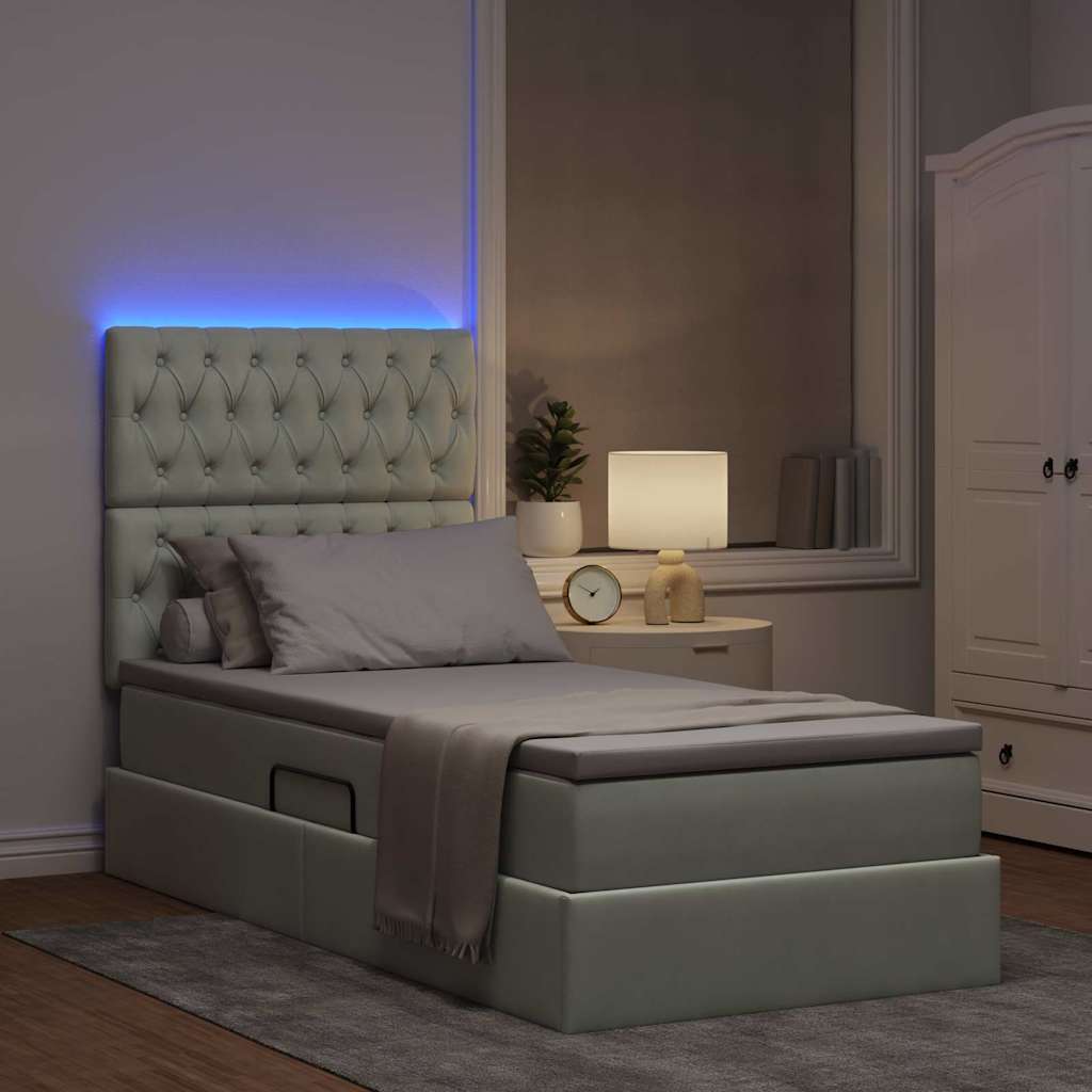 Letto con contenitore LED e materasso Grigio Chiaro | homemem39