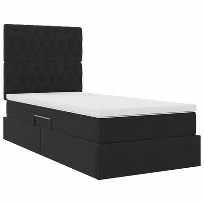 Letto con contenitore LED e materasso Nero 100 x 200 cm Velluto | homemem39