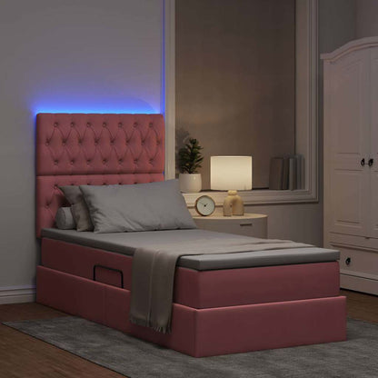 Letto con contenitore LED e materasso Rosa 100 x 200 cm Velluto | homemem39