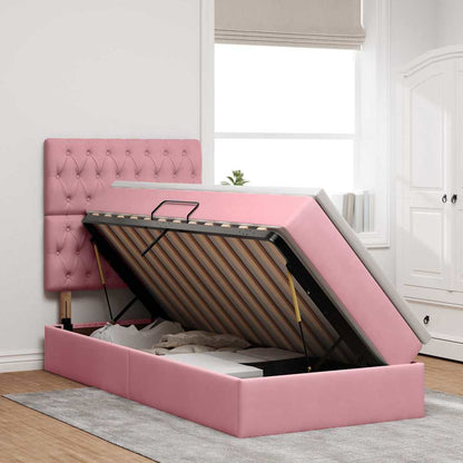 Letto con contenitore LED e materasso Rosa 100 x 200 cm Velluto | homemem39