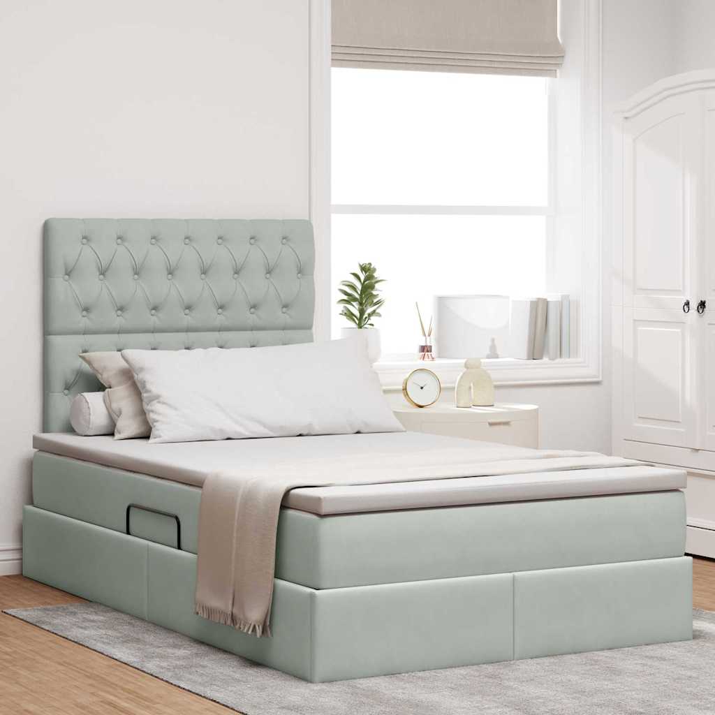 Letto con contenitore LED e materasso Grigio Chiaro | homemem39
