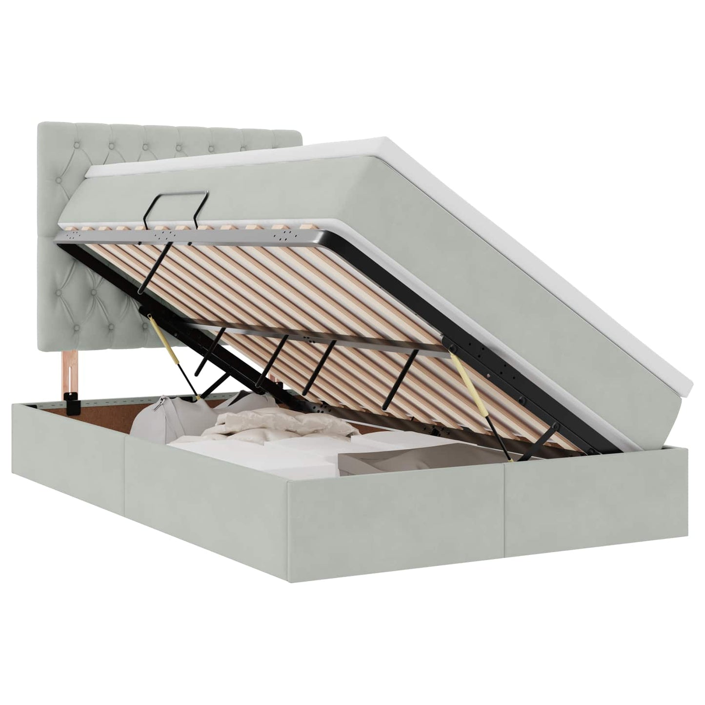 Letto con contenitore LED e materasso Grigio Chiaro | homemem39