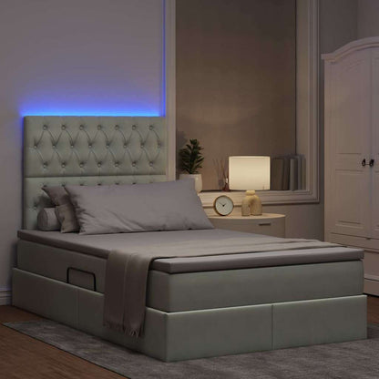 Letto con contenitore e LED Grigio chiaro 120 x 200 cm Velluto