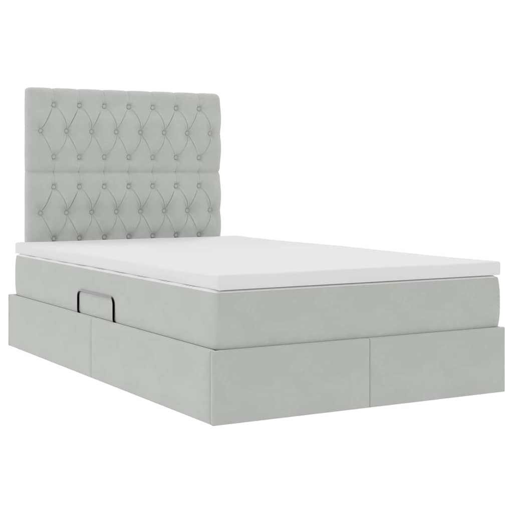 Letto con contenitore LED e materasso Grigio Chiaro | homemem39