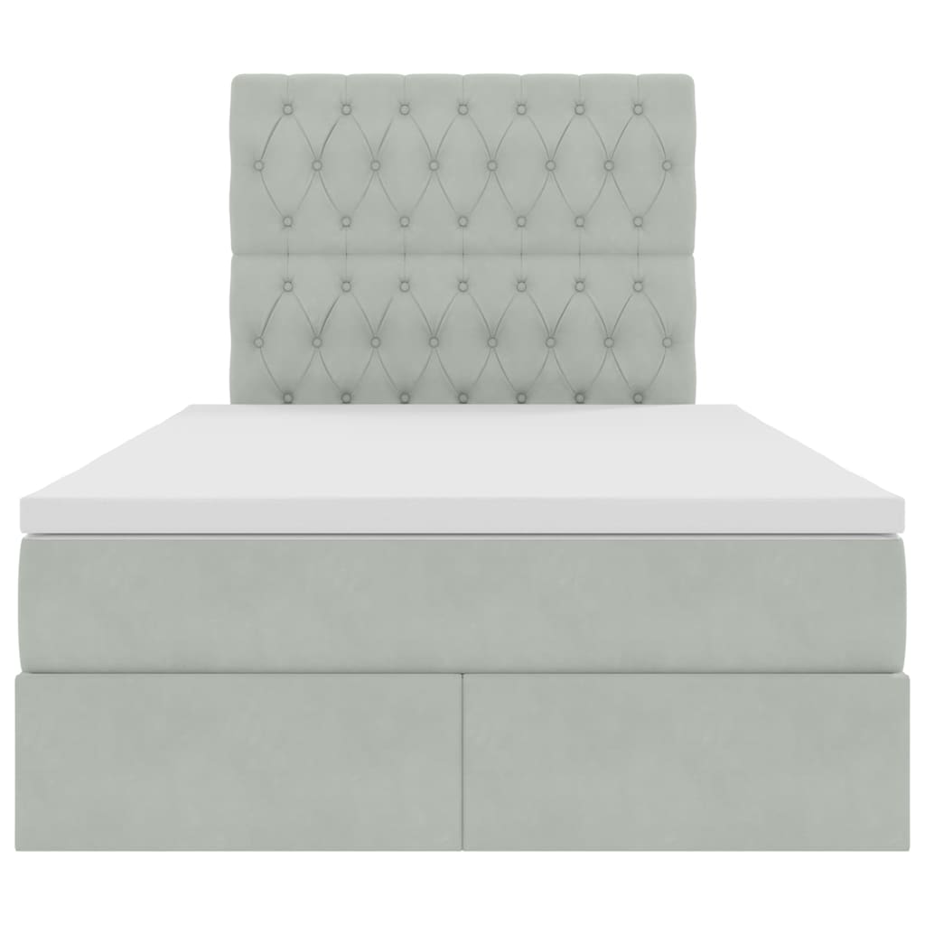 Letto con contenitore e LED Grigio chiaro 120 x 200 cm Velluto