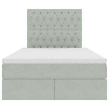 Letto con contenitore e LED Grigio chiaro 120 x 200 cm Velluto