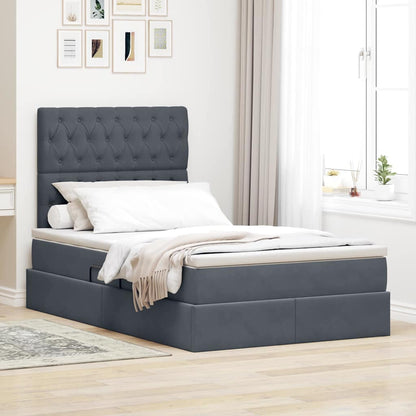 Letto con contenitore LED e materasso Grigio Scuro 120 x 200 cm | homemem39