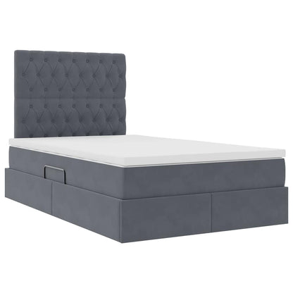 Letto con contenitore e LED Grigio scuro 120 x 200 cm Velluto