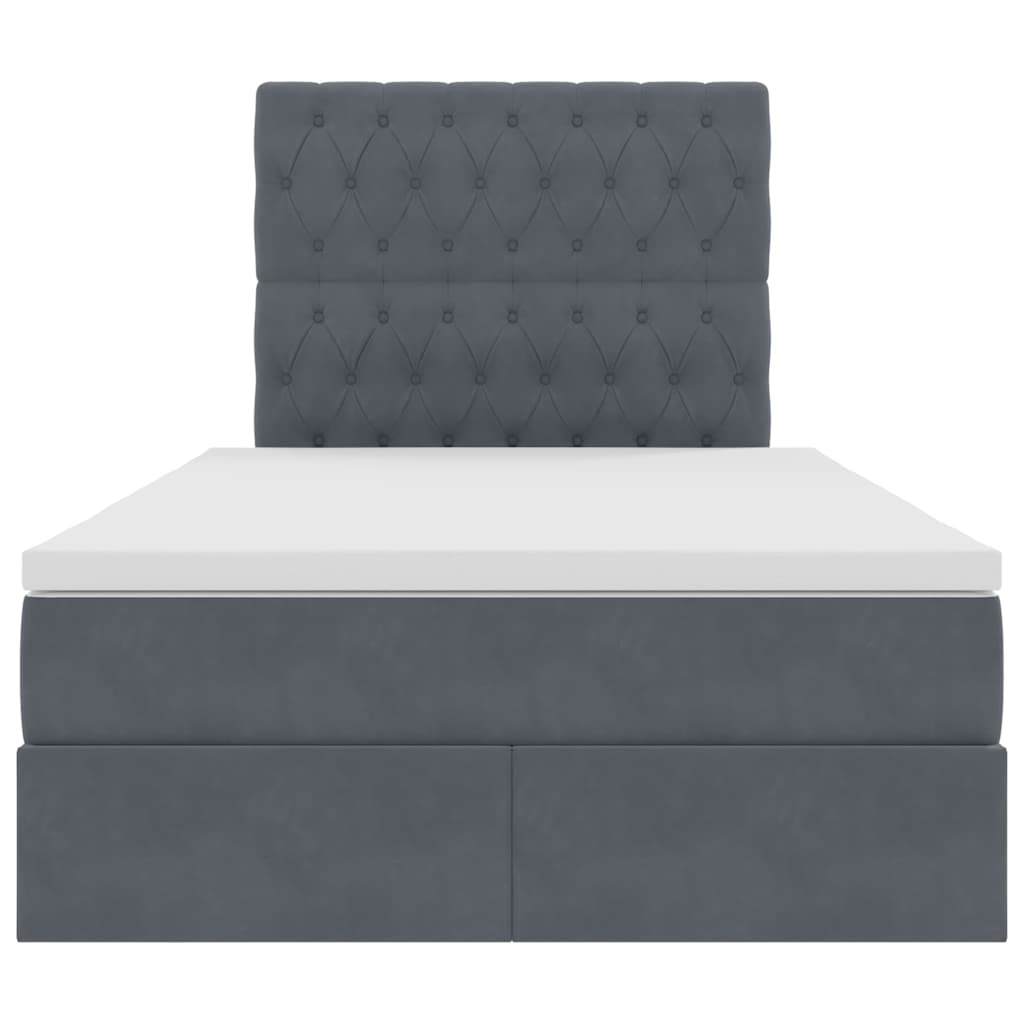 Letto con contenitore e LED Grigio scuro 120 x 200 cm Velluto