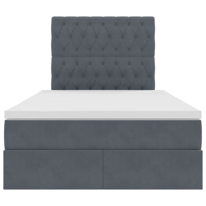 Letto con contenitore e LED Grigio scuro 120 x 200 cm Velluto