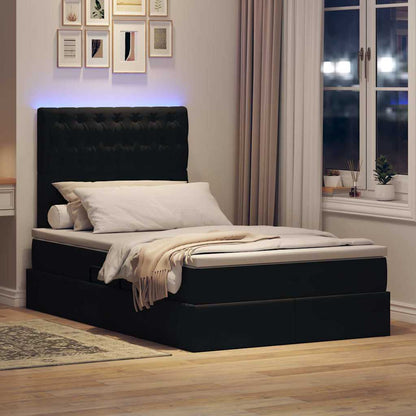 Letto con contenitore LED e materasso Nero 120 x 200 cm Velluto | homemem39