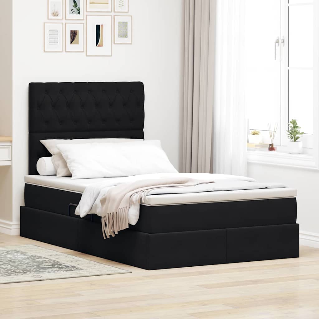 Letto con contenitore LED e materasso Nero 120 x 200 cm Velluto | homemem39