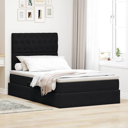 Letto con contenitore LED e materasso Nero 120 x 200 cm Velluto | homemem39