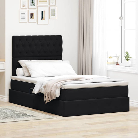 Letto con contenitore LED e materasso Nero 120 x 200 cm Velluto | homemem39