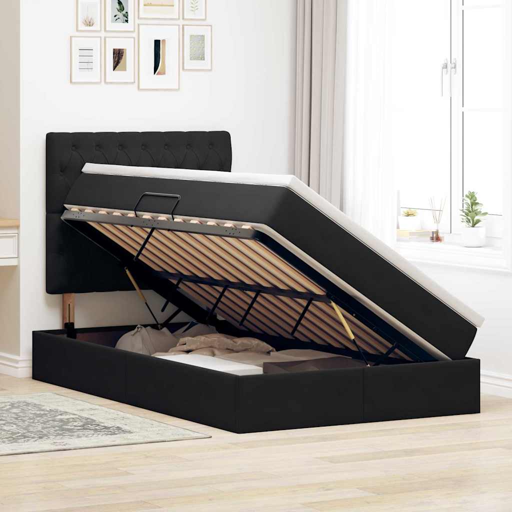 Letto con contenitore LED e materasso Nero 120 x 200 cm Velluto | homemem39