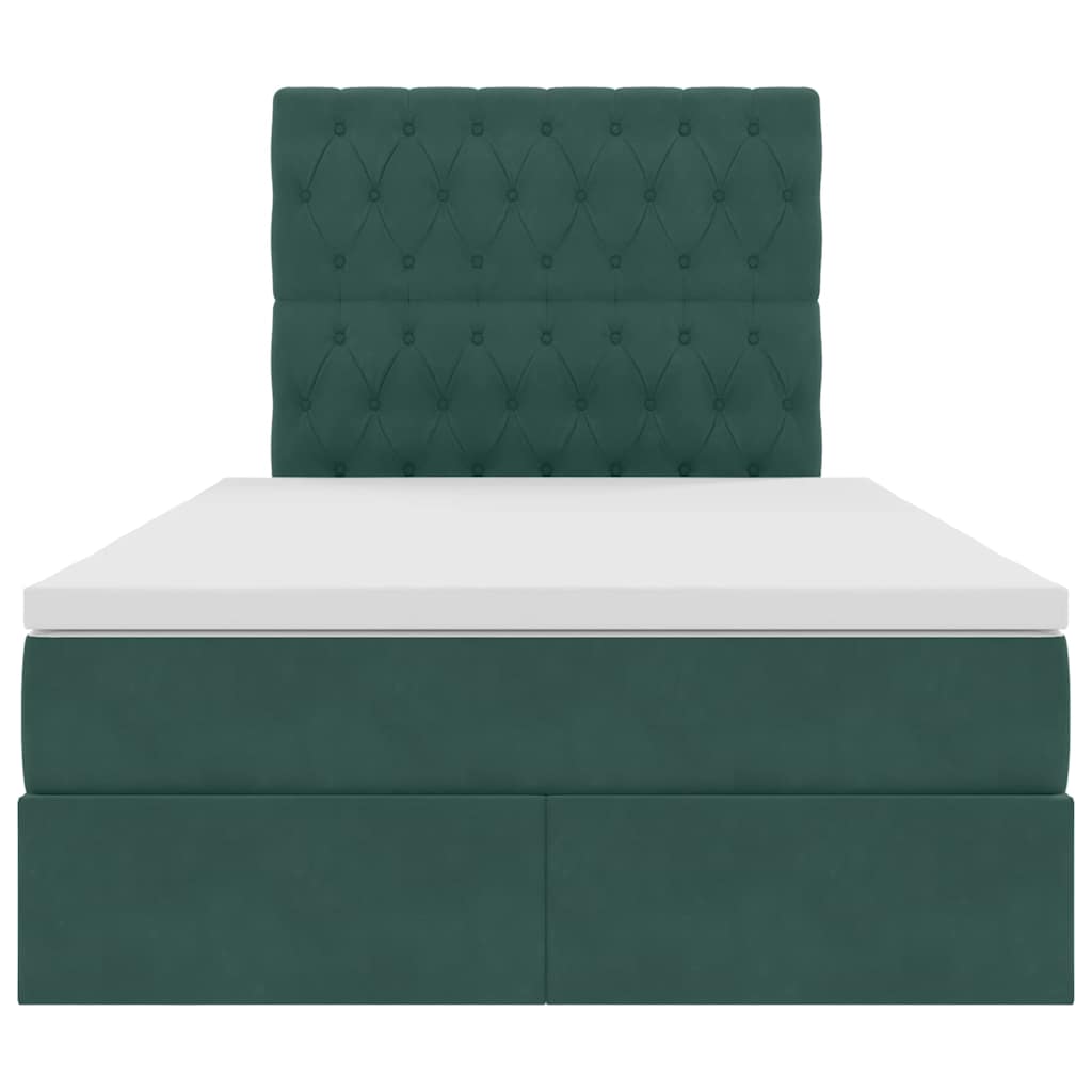 Letto con contenitore e LED Verde Scuro 120 x 200 cm Velluto