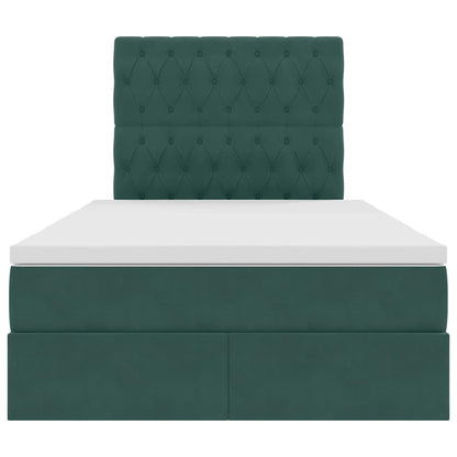Letto con contenitore e LED Verde Scuro 120 x 200 cm Velluto