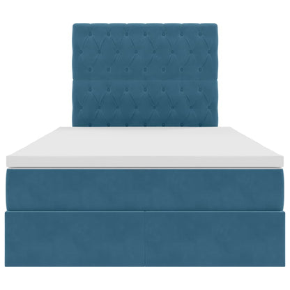 Letto con contenitore e LED Blu Scuro 120 x 200 cm Velluto