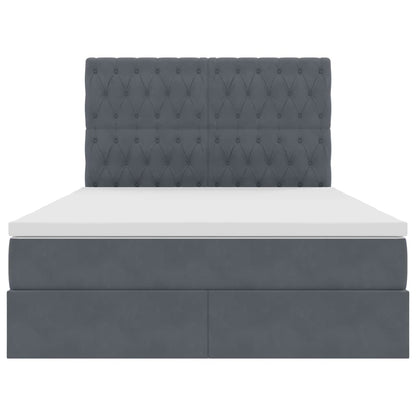 Letto con contenitore e LED Grigio scuro 140 x 190 cm Velluto